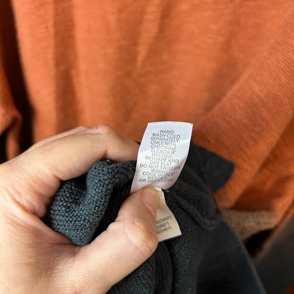 pure jill Ombre Knit Sweater Dress Tunic Orange Navy Blue Cotton Size L - Picture 8 of 10